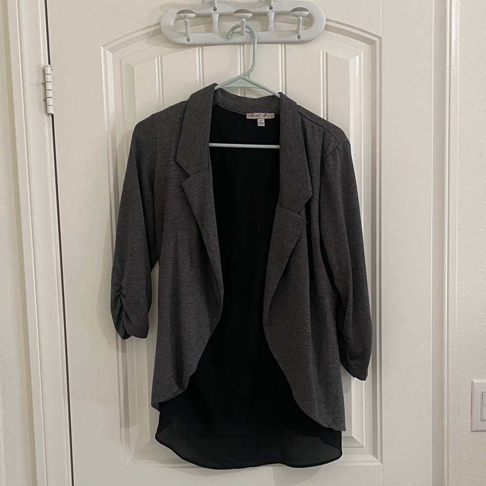 Moa Moa Dark Gray Open-Front Blazer